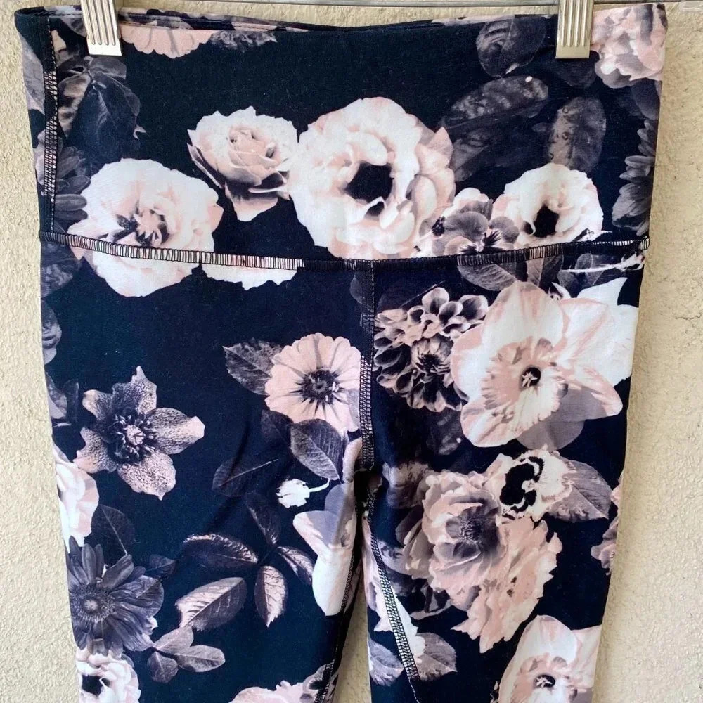 Balance Collection Floral Black High Waisted Leggings Size S - Picture 2 of 5